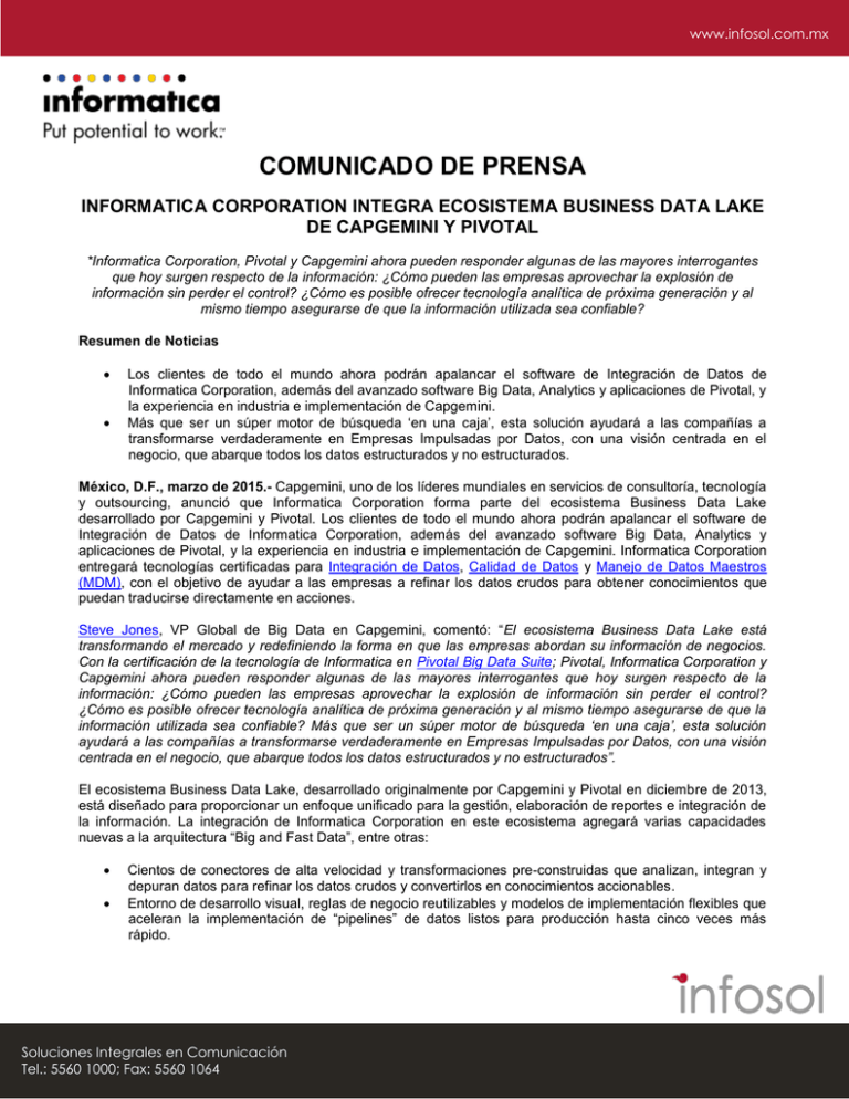 Comunicado De Prensa Informatica Corporation