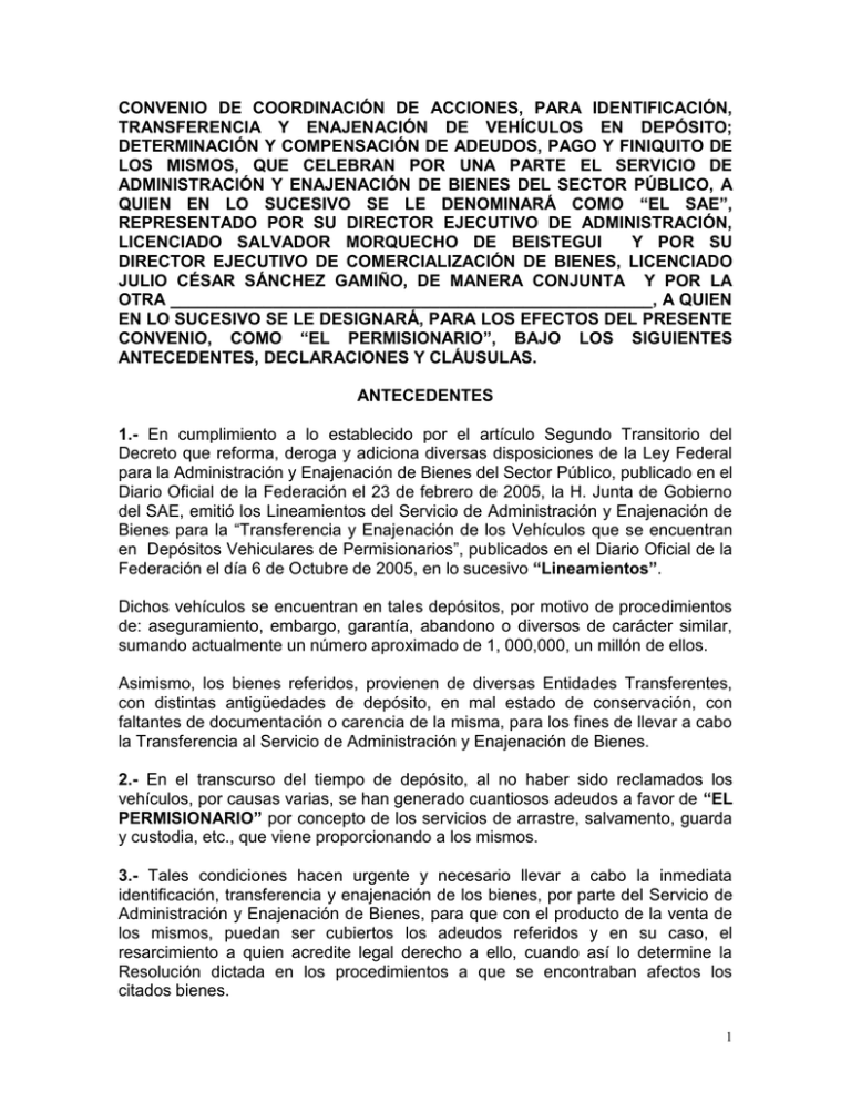 Convenio De Coordinaci n De Acciones Para Identificaci n