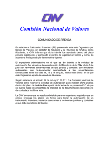 Comisión Nacional de Valores COMUNICADO DE PRENSA