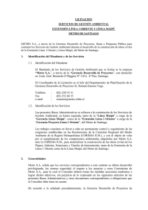 LICITACION SERVICIOS DE GESTIÓN AMBIENTAL EXTENSIÓN LÍNEA 1 ORIENTE Y LÍNEA MAIPÚ