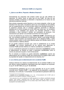 Definici&oacute;n PyME en la Argentina