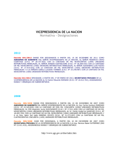 VICEPRESIDENCIA DE LA NACION Normativa - Designaciones  2012