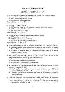 TEMA 1: QUÍMICA DESCRIPTIVA  EJERCICIOS DE SELECTIVIDAD 96/97