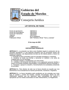 LEY DE FAUNA - Marco Jur&iacute;dico Estatal vigente