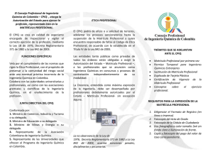 El Consejo Profesional de Ingeniería Química de Colombia – CPIQ
