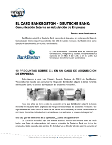 EL CASO BANKBOSTON - DEUTSCHE BANK: Comunicación