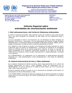Informe Especial sobre actividades de concienciación ambiental