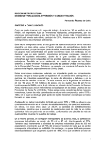 REGION METROPOLITANA: DESINDUSTRIALIZACIÓN, INVERSIÓN Y CONCENTRACIÓN.  Fernando Álvarez de Celis