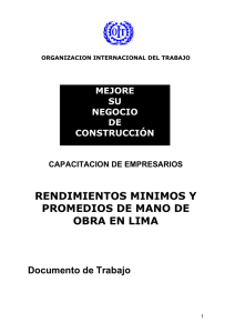 rendimientos minimos y promedios de mano de obra en lima