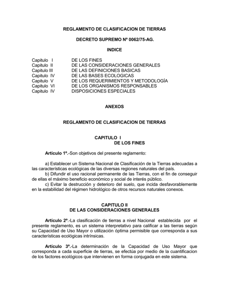 5. Reglamento De Clasificación De Tierras