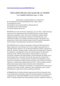 DECLARACION DE LOS HIJOS DE LA TIERRA