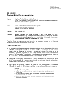 Comunicación de acuerdo  SCI-256-2015 Para: