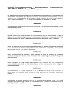 REPUBLICA BOLIVARIANA DE VENEZUELA   -   MINISTERIO... - DESPACHO DEL MINISTRO  - N°_____ CARACAS___________