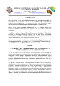 GOBIERNO MUNICIPAL DEL CANTON PATATE TUNGURAHUA - ECUADOR