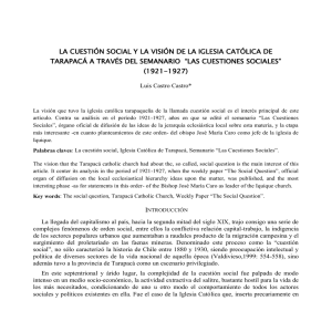 LA CUESTIÓN SOCIAL Y LA VISIÓN DE LA IGLESIA CATÓLICA... TARAPACÁ A TRAVÉS DEL SEMANARIO  “LAS CUESTIONES SOCIALES”
