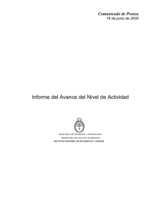 Informe del Avance del Nivel de Actividad Comunicado de Prensa