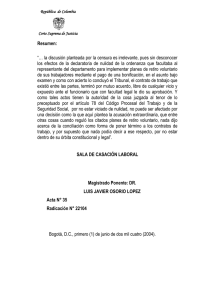 SALA DE CASACIÓN LABORAL - Gobernación de Cundinamarca