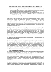 DELIMITACI&Oacute;N DE LAS ZONAS METROPOLITANAS DE M&Eacute;XICO