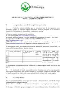 ¿CÓMO OBTENER UNA CENTRAL DE LA LISTA DE EKOENERGIA? I.