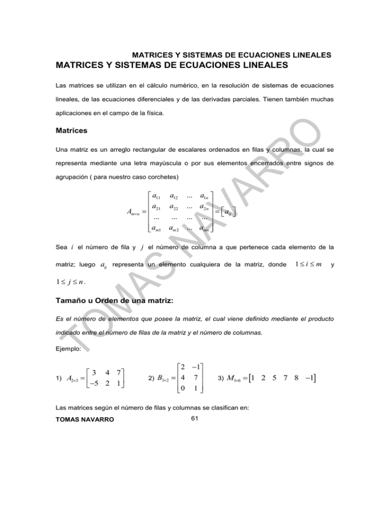 MATRICES Y SISTEMAS DE ECUACIONES