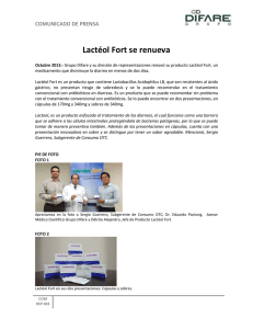 COMUNICADO DE PRENSA Lactéol Fort se renueva Octubre 2013