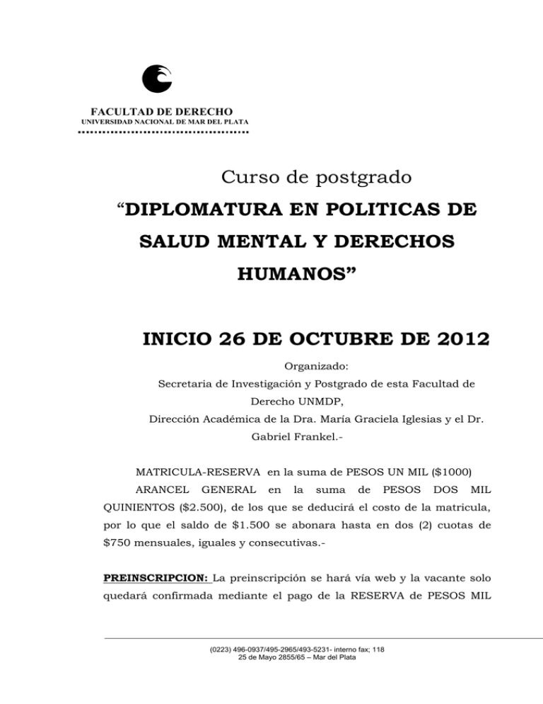 Facultad De Derecho Universidad Nacional De Mar Del Plata