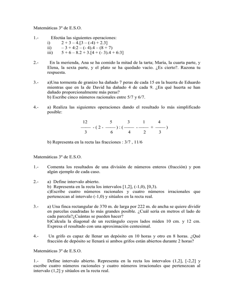 Matemáticas 3º De ESO