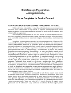 CXV. PSICOANÁLISIS DE UN CASO DE HIPOCONDRÍA HISTÉRICA