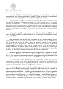 Liquidación del ICIO en expediente de legalización de obras. 2012
