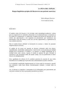 Rasgos lingüísticos propios del discurso de una paciente anoréxica