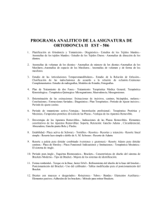 PROGRAMA ANALITICO DE LA ASIGNATURA DE ORTODONCIA II