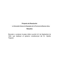 Proyecto de Resolución - Honorable Cámara de diputados de la