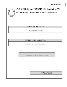 Ciencia de los materiales - Unidad Acad&eacute;mica Multidisciplinaria