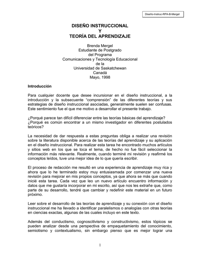 DISE O INSTRUCCIONAL University Of Saskatchewan