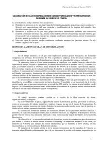 VALORACIÓN DE LAS MODIFICACIONES CARDIOVASCULARES Y RESPIRATORIAS DURANTE EL EJERCICIO FÍSICO.