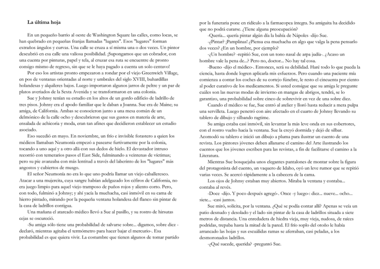 O`Henry, "La última hoja"