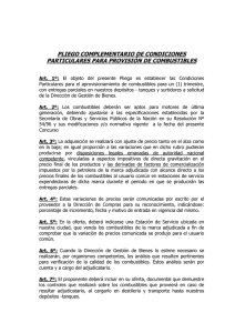 PLIEGO COMPLEMENTARIO DE CONDICIONES PARTICULARES PARA PROVISIÓN DE COMBUSTIBLES