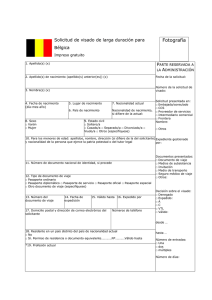 Formulario de solicitud de visado de larga duración para Bélgica