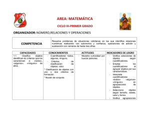 AREA: MATEMÁTICA CICLO III-PRIMER GRADO ORGANIZADOR
