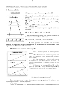 1 PROPORCIONALIDAD DE SEGMENTOS. TEOREMA DE THALES. 1.  Teorema de Thales.