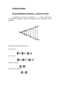 Geometría plana. Proporcionalidad de segmentos.   Teorema de Thales.