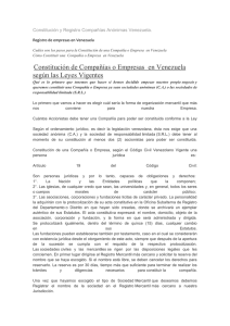 Constitución y Registro Compañías Anónimas Venezuela