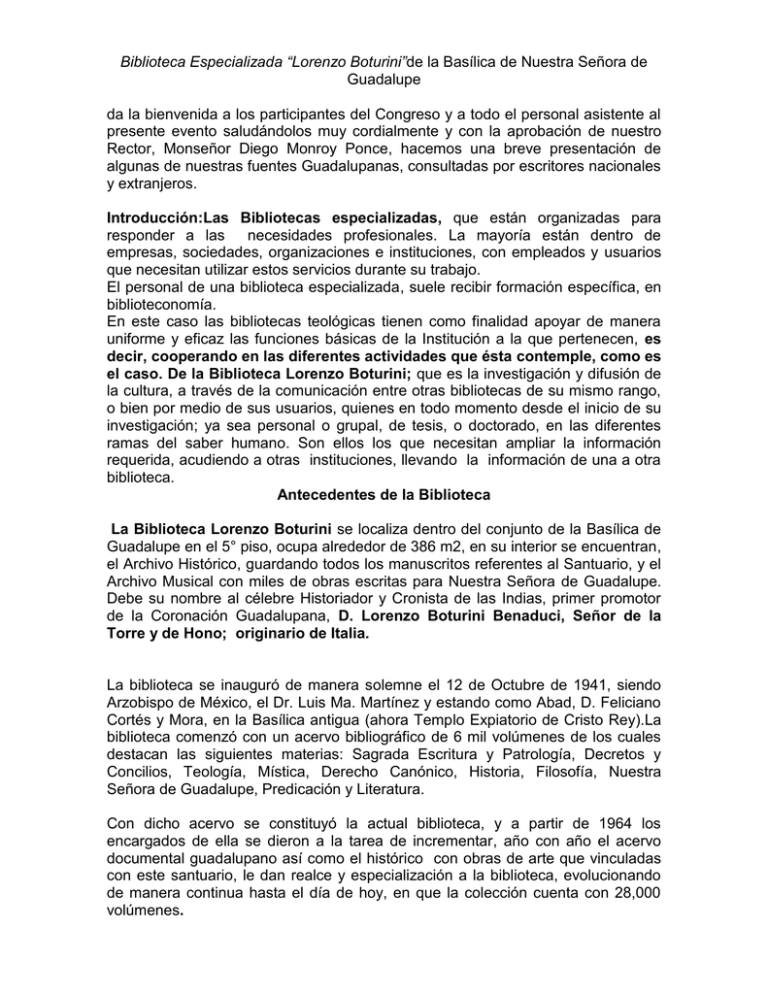 Biblioteca Especializada, Lorenzo Boturini