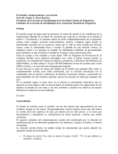 El suicidio, comportamiento y prevención