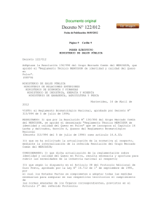 Decreto N&deg; 122/012 Documento original