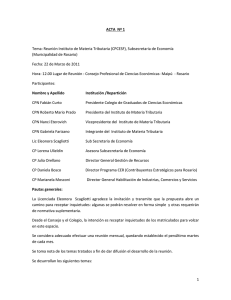 Tema: Reunión Instituto de Materia Tributaria (CPCESF), Subsecretaria de Economía