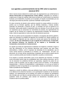 Las agendas y posicionamiento de las OSC ante la