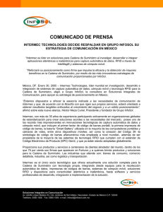 COMUNICADO DE PRENSA INTERMEC TECHNOLOGIES DECIDE RESPALDAR EN GRUPO INFOSOL SU