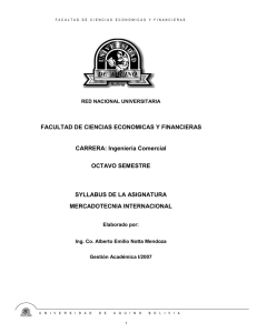 FACULTAD DE CIENCIAS ECONOMICAS Y FINANCIERAS CARRERA: Ingeniería Comercial OCTAVO SEMESTRE