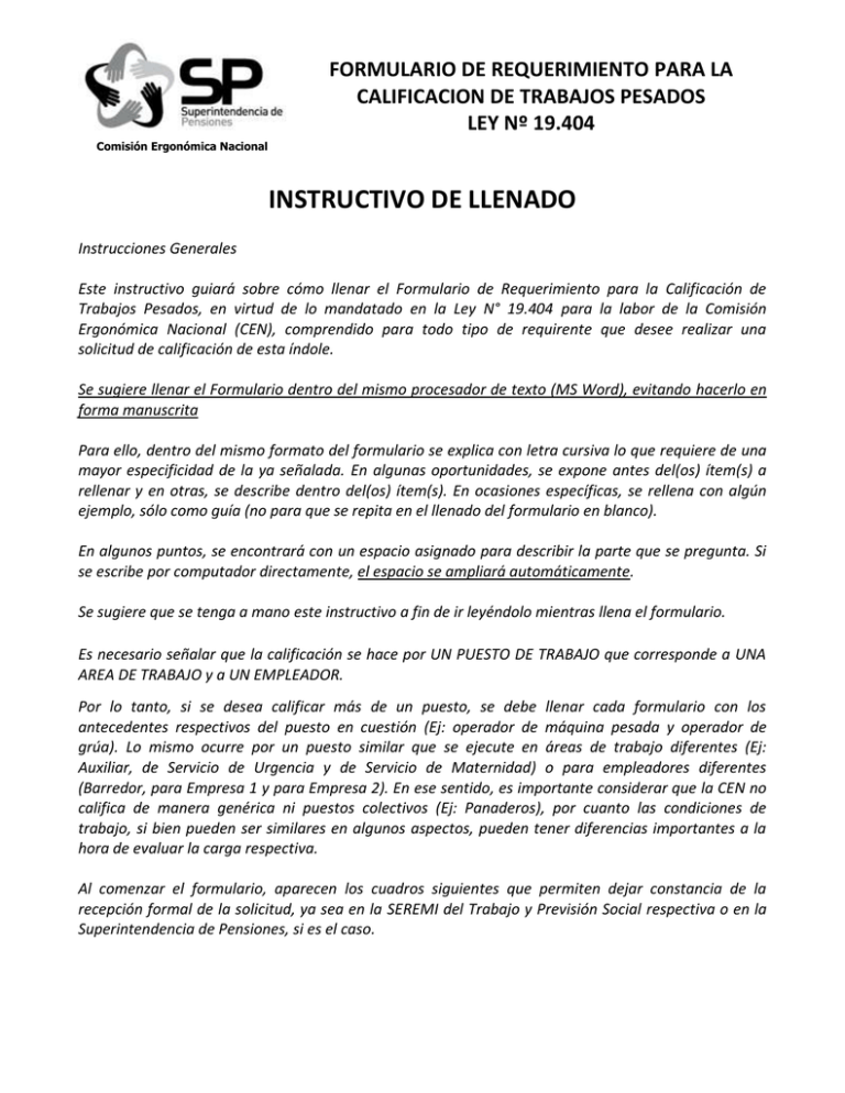 Instructivo De Llenado Formulario